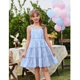 thumbnail image 5 of Arshiner Girls' Summer Sundress Floral Boho Spaghetti Strap Ruffled Tiered Midi Dresses Casual Cami Dress, 5 of 6