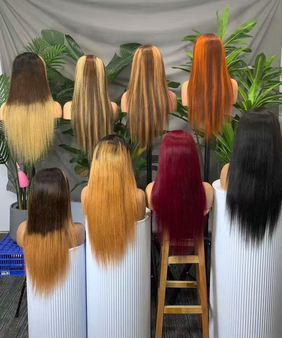 13x4 Full Frontal Lace Glueless 22inch wig many Colors available STRAIGHT 200% High-Density Pre-Plucked Human Hair Wigs Long Hair
