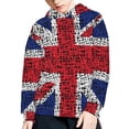 thumbnail image 5 of Xoenoiee Boys Long Sleeve Hooded Sweatshirt Knit Vintage UK Flag Print Pullover Hoodie Fall Winter Activewear for Boys Girls Jogging Hiking Traveling, M, 5 of 7