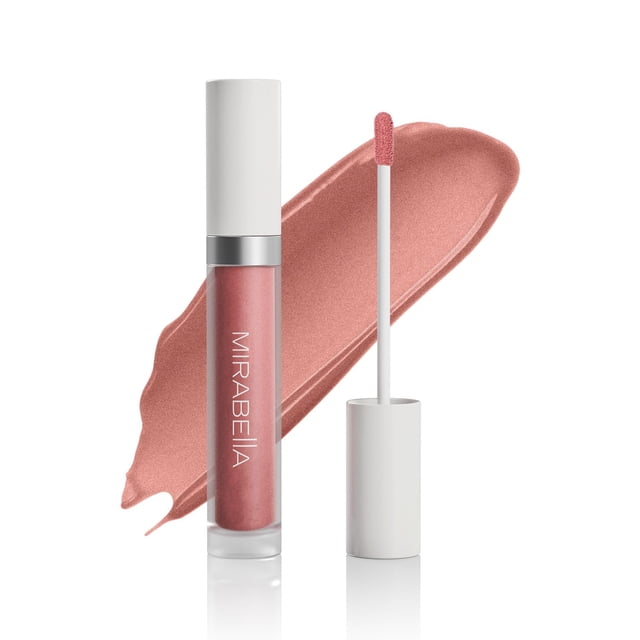 Mirabella Luxe Advanced Lip Gloss Brillo de labios hidratante, no pegajoso, de alto brillo para mujeres, infundido con vitamina E y aceite de jojoba, de larga duración y sin crueldad, Lavish (desnudo
