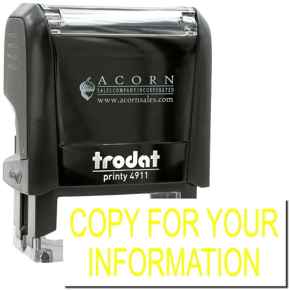Self-Inking Copy For Your Information Stamp, Trodat Printy 4911, Press and Print Stamping, Impression Size 5/8" x 1-1/2", Up to 10,000 Impressions - Yellow Ink