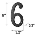 thumbnail image 2 of NACH Matte Black Hammer Tone Cast Iron House Number for Outside or Inside, Metal Modern House Numbers For Mailbox, Front Door, Maximum Rust Protection, 6 inch, Number 6, KE-HM6-BLK-6, 2 of 5