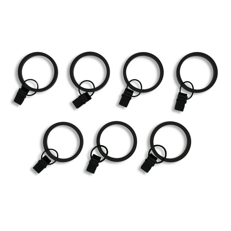 Traditional 1 inch Black Curtain Clip Rings, by Better Homes & Gardens (7 Pack)