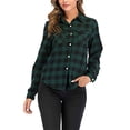 thumbnail image 4 of Frontwalk Women Blouse Long Sleeve Shirts Button Down Tops Holiday Elegant Tunic Shirt Lapel Neck Green Black XL, 4 of 4