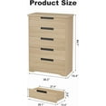 thumbnail image 2 of Commode en Bois à 5 Tiroirs, Haute Commode Organisateur de Rangement pour Garde-Robe, Couloir et Entrée, 2 of 7