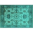 thumbnail image 1 of Ahgly Company Machine Washable Indoor Rectangle Oriental Turquoise Blue Traditional Area Rugs, 5' x 7', 1 of 4
