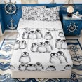 thumbnail image 2 of Erosebridal Watercolor Penguin Zipper Full Size Comforter Sets with Fitted Sheet and 2 Pillowcases for Boys Girls, Graffiti Animal Print Zipper Bedding Set, Gray White, Reversible, 4-Piece, 2 of 7