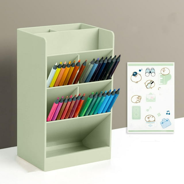 Série d'Outils Porte-Crayon avec 5 Compartiments Design Incliné Porte-Stylo Organisateur de Bureau Organisateur de Stylos pour École Grande Capacité Rangement de Stylos