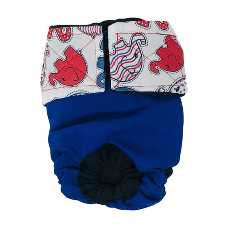 Barkertime Happy Elephants on Blue Cat Diaper