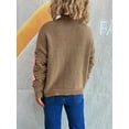 thumbnail image 4 of EchfiProm Cardigan Chunky Sweaters for Women V Neck Brown Y2k Button down Solid 3D Flower Long Sleeve Fanshion Sweater, 4 of 5