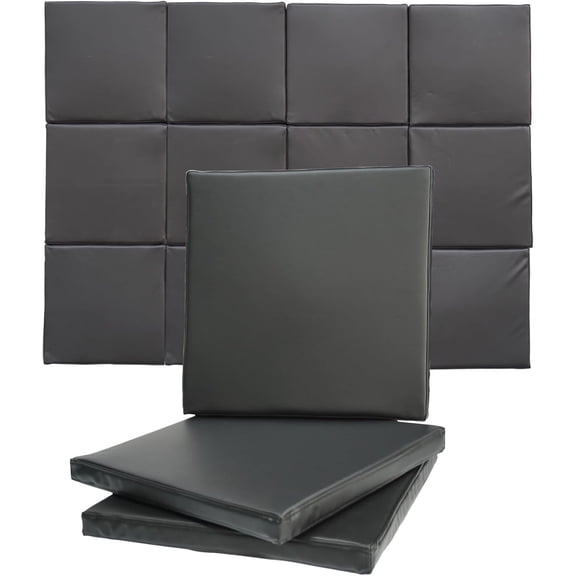 IMPACT SPORTS [12 Pack] Golf Wall Padding Golf Enclosure Padding [20"x20"x2"] Safety Padding Memory Foam with PU Leather Surface for Impact Protection