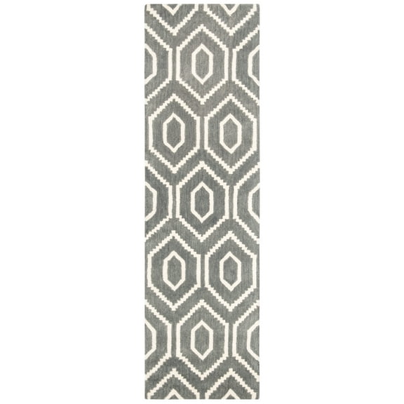 SAFAVIEH Himalaya Diarmait Geometric Wool Runner Rug, Dark Grey/Ivory, 2'3" x 6'