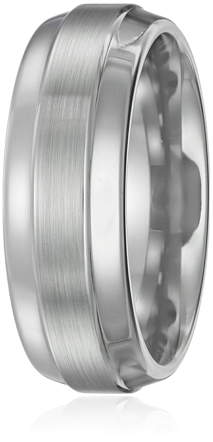 Sapphire Tungsten 8mm High Polish and Diamond Finish Comfort Fit Wedding Bands Rings for Men, Size 10.5