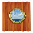 thumbnail image 3 of Ambesonne Vintage Shower Curtain, Ship Old Sailing Vessel, 69"Wx84"L, Dark Orange Pale Blue, 3 of 5