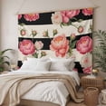 thumbnail image 3 of Flower Stripes Large Tapestry for Bedroom Wall Hanging Tapestry,Black White Geometric Pink Rose Floral Ceiling Backdrop Tapestries Poster Blanket Wall Decor for Teens Room Living Room Dorm 100" x 59", 3 of 8
