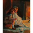 thumbnail image 2 of Mark Fisher 20x23 Black Ornate Framed Double Matted Museum Art Print Titled: Children Warmed by Fire, 2 of 5