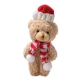thumbnail image 1 of Adorno de oso de peluche, muñeco de oso de peluche, decoración para habitación de niños, peluche navideño coleccionable bufanda roja y blanca A, 1 of 9
