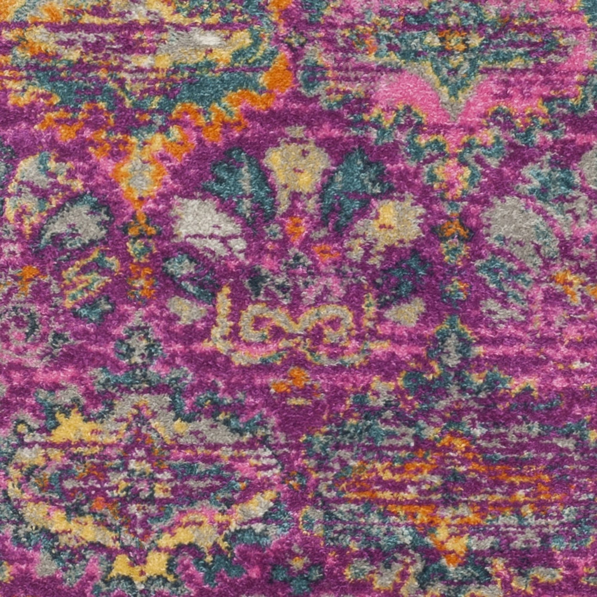 SAFAVIEH Madison Britton Geometric Floral Runner Rug, Fuchsia/Blue, 2'3" x 6'