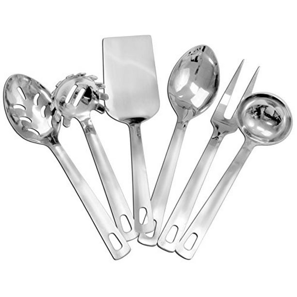 Complete Serving Spoon & Utensil Set (6Piece Set); Includes Pasta Server, Fork, Spoon, Slotted