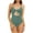 Green, variant on Women's One-Piece Swimsuit with Hollow-Out Cutout & Adjustable Halter Straps, Form-Fitting Design for Active Swim Days Khaki 2XL