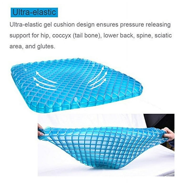 Helishy Gel Seat Cushion for Long Sitting - 1.65inch Double Thick Cooling  Egg Seat Cushion for Back, Hip, Sciatica, Coccyx, Tailbone Pain Relief 