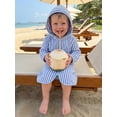 thumbnail image 4 of BemeyourBBs Kids Toddler Baby Girl Boy Terry Swim Cover Up Summer Beach Towel Swimsuit Coverups Baby Poncho For Kids Zip Up Long Sleeve Striped Hooded Bathing Suit Cover Up One Piece Swimsuits, 4 of 9
