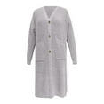 thumbnail image 3 of Fgvctg Womens Long Cardigan Sweaters Open Front Long Sleeve Cable Knit Cardigans Sweaters Warm Button Down Lightweight Sweater Coats with Pockets Light Gray L, 3 of 4