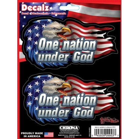 One nation under God United States of America USA Bald Eagle Blue Red White Flag Auto Car Truck SUV Vehicle Garage Home Office Wall Decal Sticker - 2pc.., By LA Auto