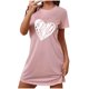 thumbnail image 2 of Camisón corto extragrande para mujer, estampado, cuello redondo y manga corta, de poliéster., 2 of 4