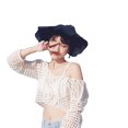thumbnail image 4 of Kmbangi Female Visor Cap Solid Color Ruffled Sun Hat Hollow Out Bucket Hat, 4 of 9