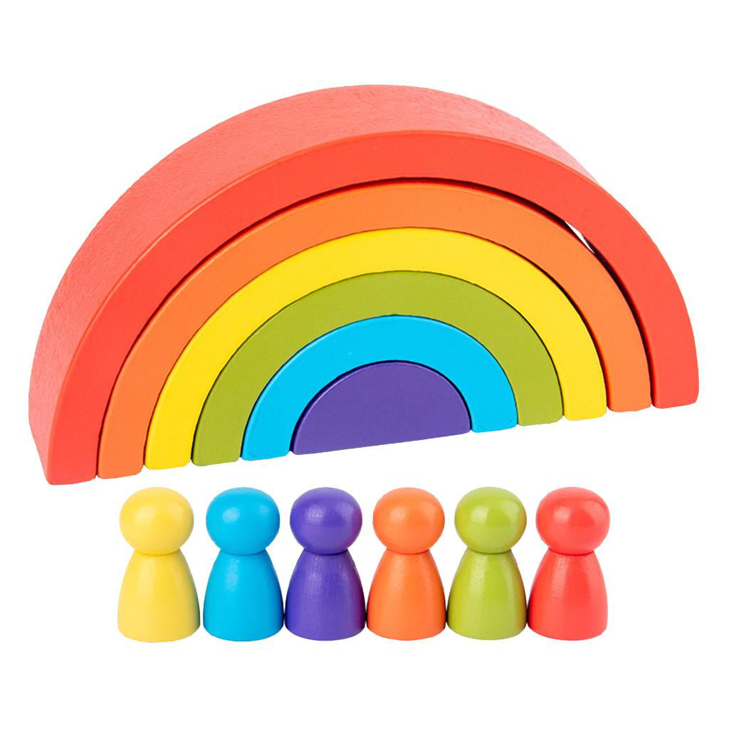 Rainbow Stacker Nesting Puzzle Large Blocks with Numbers Learning Toys Kids 