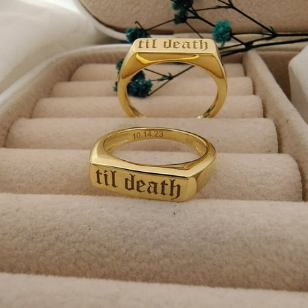 Aspire Jewels-Til Death Ring Sterling Silver Men Women Ring Personalized Til Death Jewelry Wedding Anniversary Gifts Promise Ring with Inside Engraving, Girl Ring, Women Ring, Fashion ring