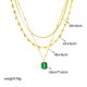 thumbnail image 2 of Zhuge Collar con colgante hecho a mano, cadena de hueso de serpiente de amor en capas de varias capas con colgante de bloque de diamante de agua verde (oro), 2 of 4
