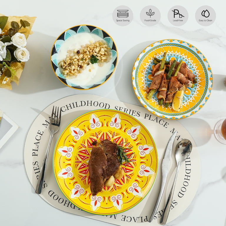 Dinnerware Set Plates Bowls Sets 12 Piece Ceramic Dinner Set