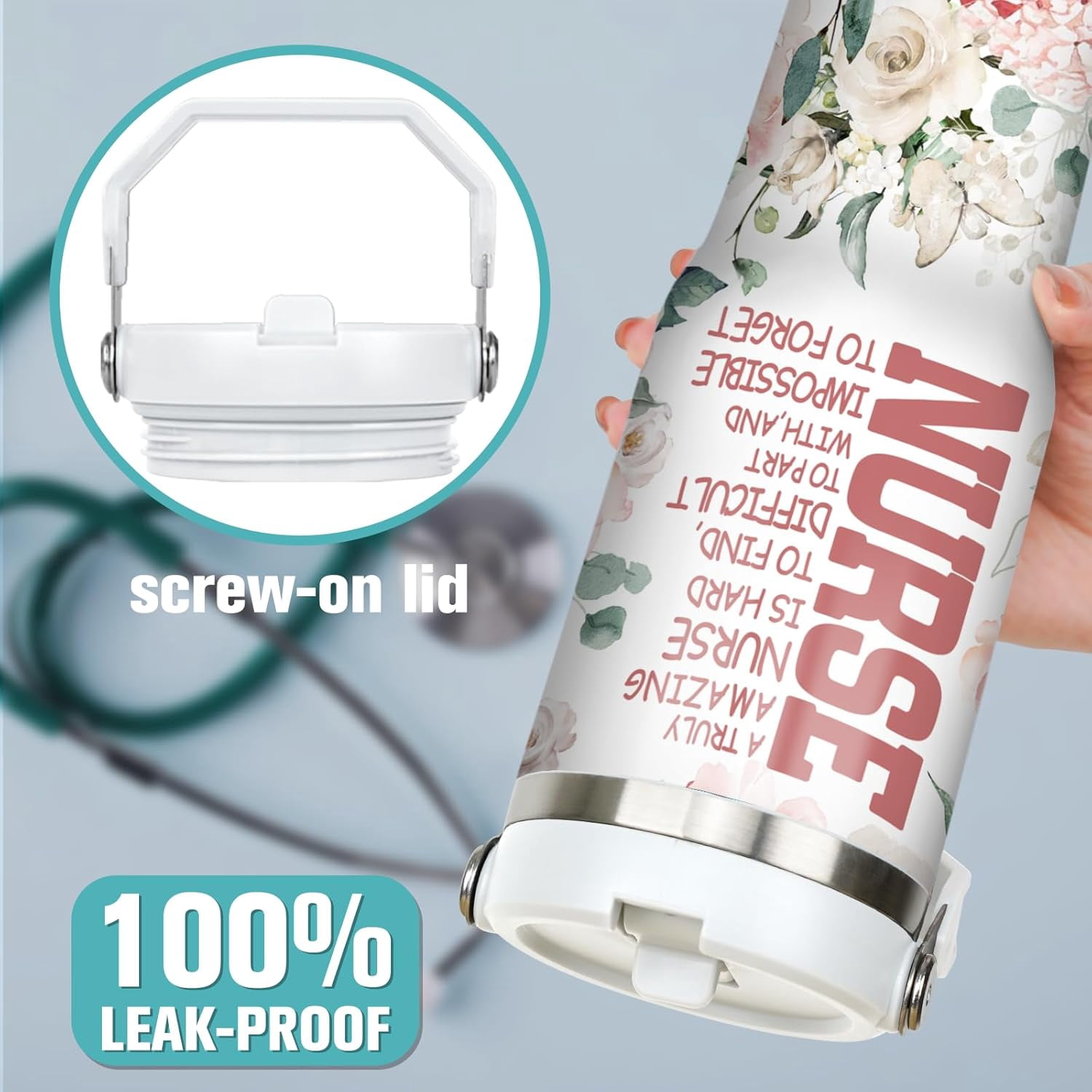 30oz Nurse Tumbler Cup with Handle Nurse Travel Coffee Mug, Nurse Nutrition Facts Tumbler, Best Nursing School Gifts, Nursing Graduation Gifts, RN Gifts for Nurses Appreciation Gifts