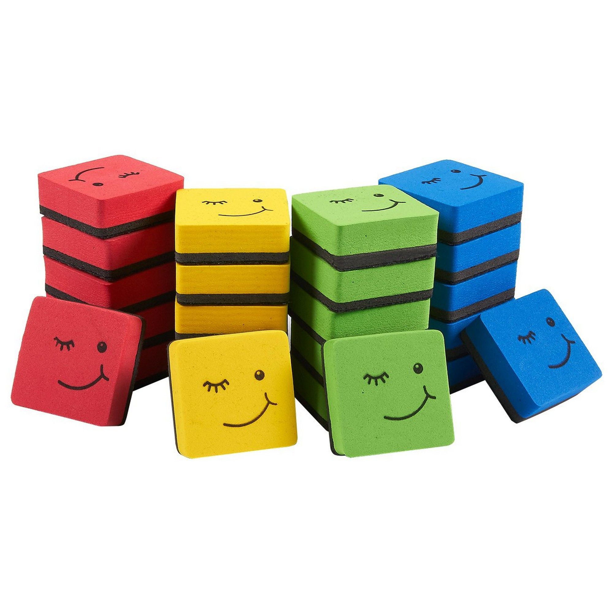 Yellow Magnetic Whiteboard Eraser for Home Hibery 8 Pcs Magnetic Smiley Face Circular Dry Whiteboard Eraser Office and School Classroom 