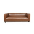 thumbnail image 4 of 80" Chesterfield Sofa, Mid-Century 3 Seater Couch with Tuxedo Design and Wooden Legs for Living Room, Entertainment Area, Light Brown, 4 of 9