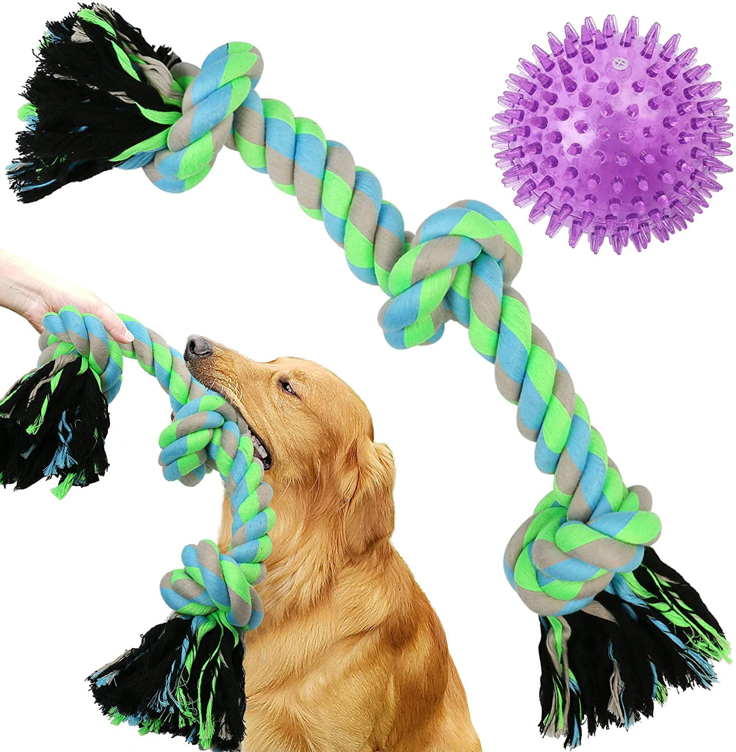 Set of 4 Durable Rope Tug Chew Dog Toys Fetch 