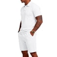 thumbnail image 4 of Men's 2 Piece Outfits Casual Mesh Short Sleeve Polo Shirts and Shorts Sets Loose Fit Summer Athletic Track Suits, 4 of 7