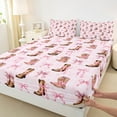 thumbnail image 3 of Homewish Retro Cowgirl Boots Twin Sheet Sets,Cartoon Bowtie Ribbon Twin Fitted Sheet,Rustic Farmhouse Cabin Flat Sheet For Girls Kids,Breathable Home Decor,3 Pieces, 3 of 7