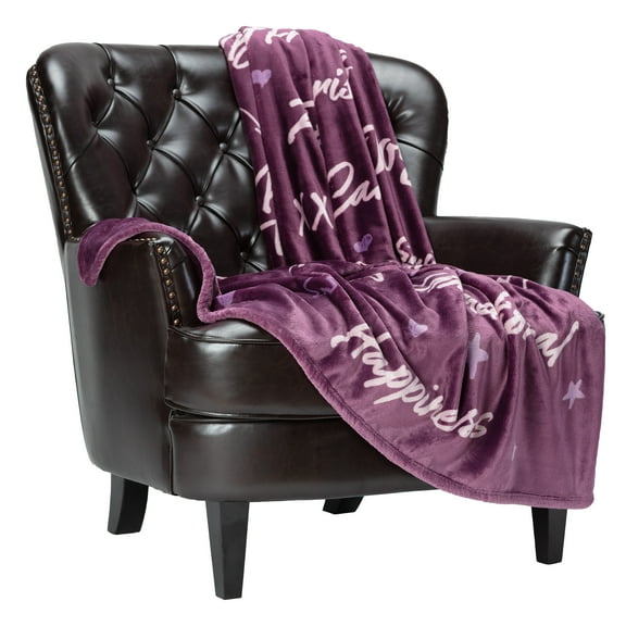 Chanasya Friends Forever Gift Throw Blanket - Super Soft Plush Fleece Laugh Hug Smile Joy Comfort Love Memories Best Friend Forever Gift Throw- for Women Men (50x65 Inches) - Aubergine Blanket