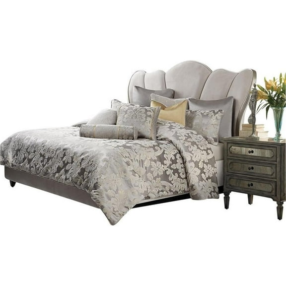 Michael Amini Assisi 9-Piece Queen Comforter Set in Platinum Silver