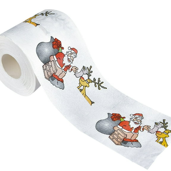 Paper Towels, Toilet Papper, 1 Roll of Merry Christmas Santa Claus Toilet Paper | Tissue Napkin Prank, Fun Birthday Party Novelty Gift Idea