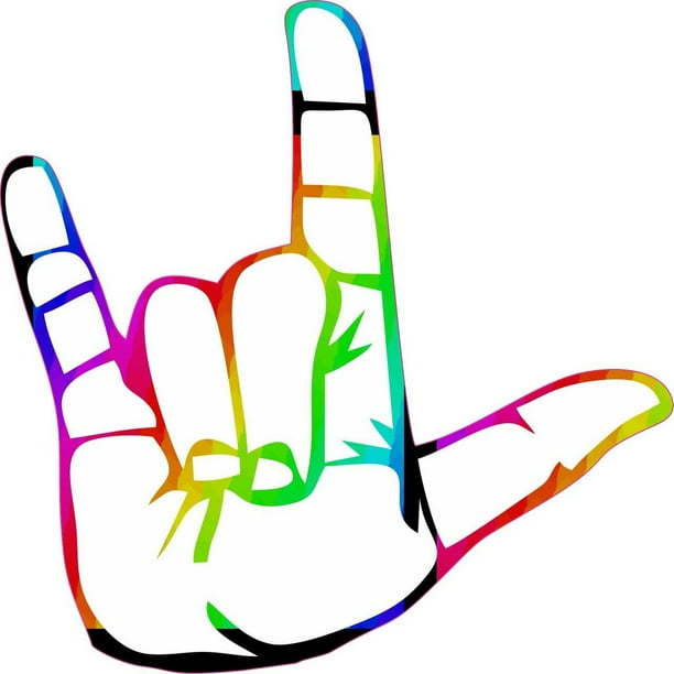 5in X 5in Rainbow Sign Language I Love You Bumper Sticker Vinyl Asl Decals Walmart Com Walmart Com