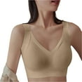 thumbnail image 5 of VISALY wireless bra pack, Women's Seamless Non-Wired Lifting and Anti-Sagging Bra 2Pc Sports, Bandeau Bras Bra and Underwear Sets Women Solid Four Breasted Adjustable Wireless Bra, #B Beige,4XL, 5 of 7
