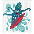 thumbnail image 3 of Ambesonne Ride the Wave Shower Curtain, Surfer Octopus, 69"Wx84"L, Petrol Blue Turquoise, 3 of 3