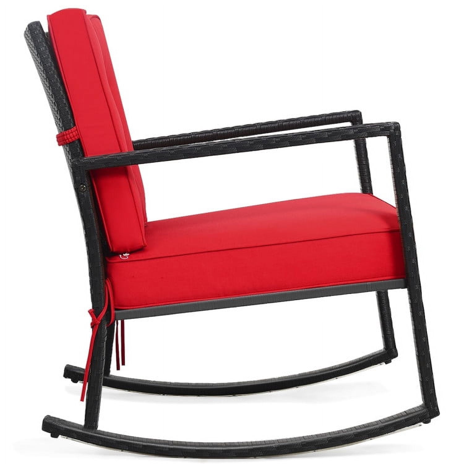 Barara King Rocking Chairs Outdoor, Patio Rattan Rocker Outdoor Glider Rocking Chair Cushion Lawn-Red, Patio Rocking Chairs