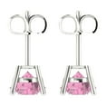 thumbnail image 4 of 4 Ct Round Cut Studs Pink Crystal 14K White Solid Gold Everyday Dainty Earrings Push Back, 4 of 7