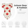 thumbnail image 4 of Sikiie Joyeuse Fête du Canada pour Femmes Justaucorps à Manches Courtes, Justaucorps à Encolure Ronde avec Boutons-Pression-Moyen, 4 of 7