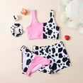 thumbnail image 5 of Xudanell Girl's 3 Piece Bikini Bathing Suit Printed Sport Swimsuits with Shorts Cove Up Sets Teen Girl's Swimwear (Pink, 8-10 Years), 5 of 7